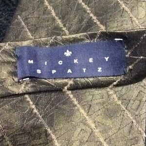 Mickey Spatz silk tie olive green vintage necktie